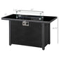Outsunny Propane Fire Pit Table 43in Outdoor Fire Table, 50,000 BTU Pulse-Ignition Wicker Firepit Furniture with Glass Wind Guard, Blue Glass Rock, CSA Certification, Black