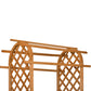Outsunny 7.7FT Garden Arch with 2 Foldable Planter Boxes, Outdoor Wooden Trellis Arbor for Ceremony Party Weddings, Brown