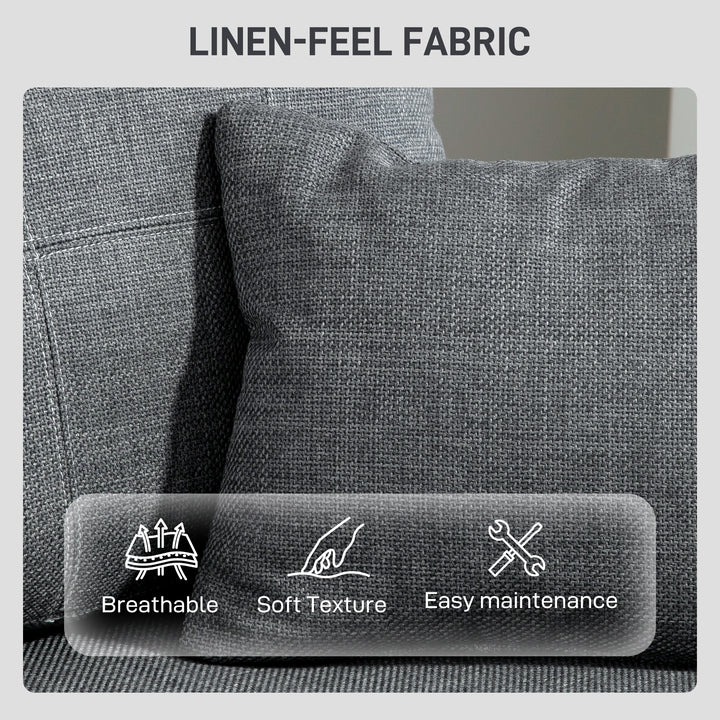 HOMCOM Modern Upholstered Couch, 3 Seater Sofa with Thick Spring Cushions and Deep Seat for Living Room, Dark Grey