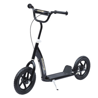 HOMCOM Kids Scooter Street Bike Bicycle for Teens Ride on Toy w/ 12'' Tire for 5-12 Year Old Black