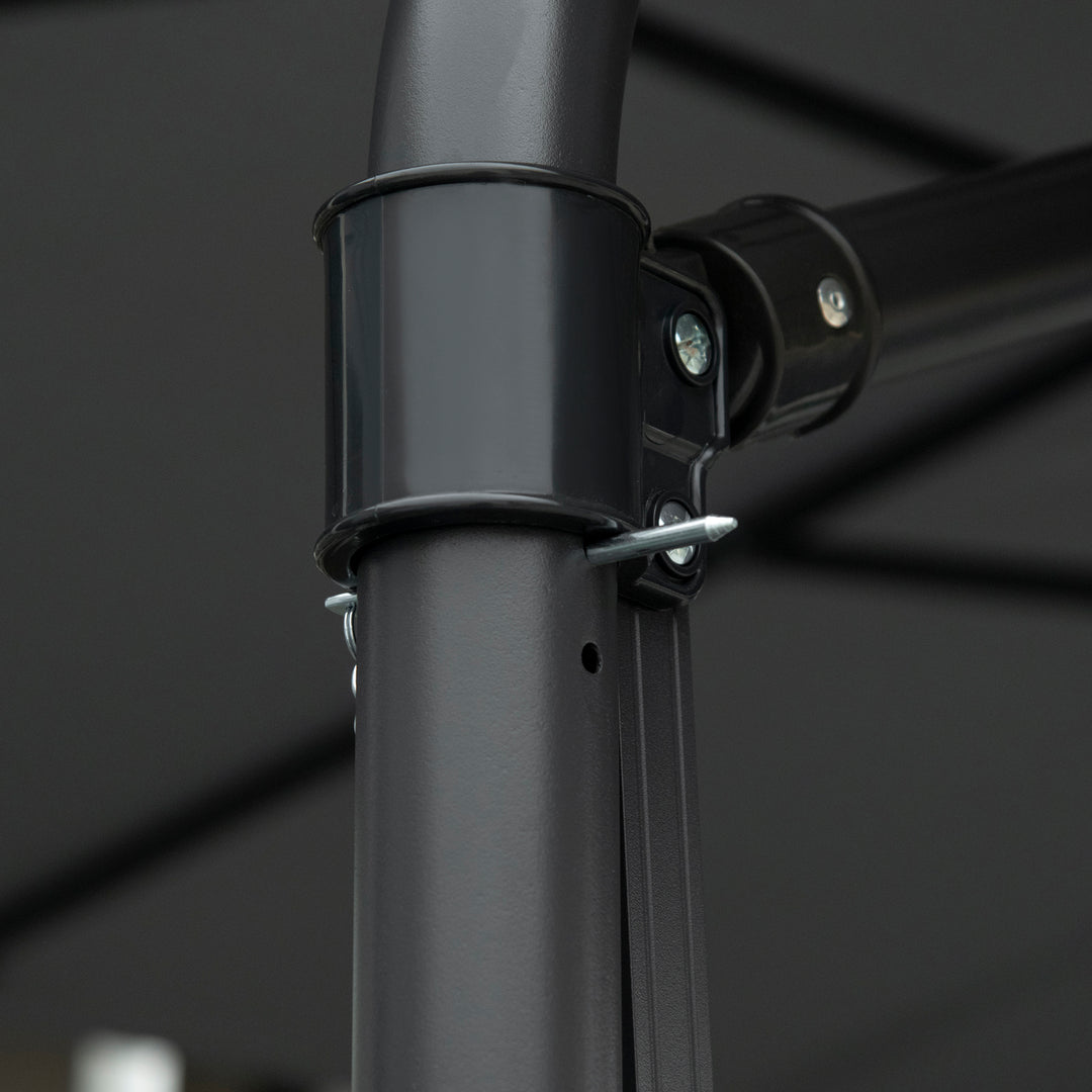 Outsunny 8FT Cantilever Patio Umbrella, Offset Patio Umbrella with Cross Base for Deck, Backyard, Pool and Garden, Hanging Umbrellas, Switch with a Wrench, Dark Gray