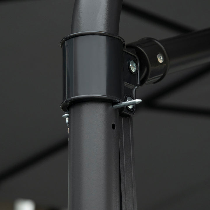 Outsunny 8FT Cantilever Patio Umbrella, Offset Patio Umbrella with Cross Base for Deck, Backyard, Pool and Garden, Hanging Umbrellas, Switch with a Wrench, Dark Gray