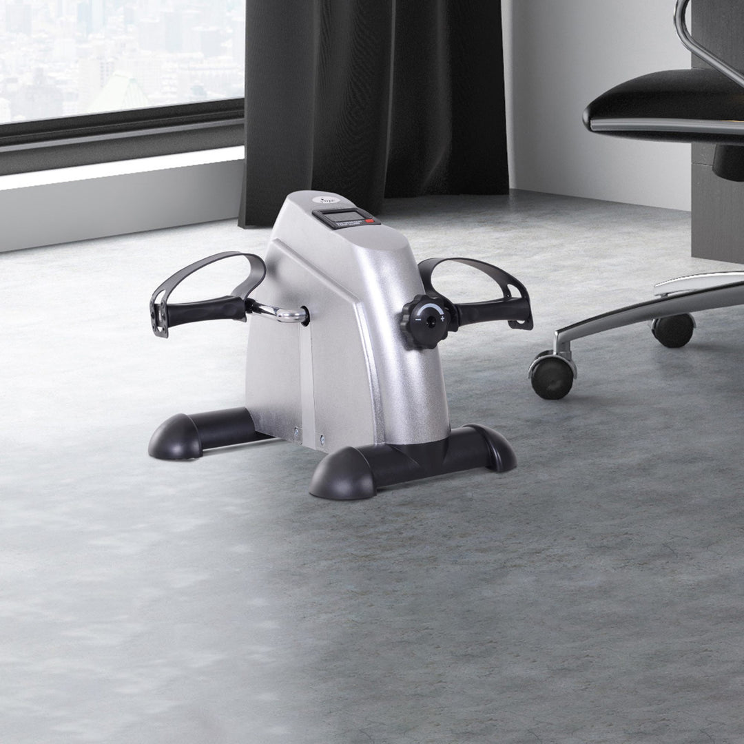 Soozier Portable Mini Pedal Exercise Bike Indoor Cycle Fitness Arm Leg w/ LCD Display, Silver