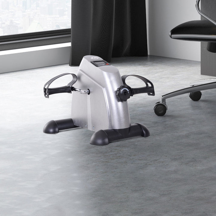 Soozier Portable Mini Pedal Exercise Bike Indoor Cycle Fitness Arm Leg w/ LCD Display, Silver