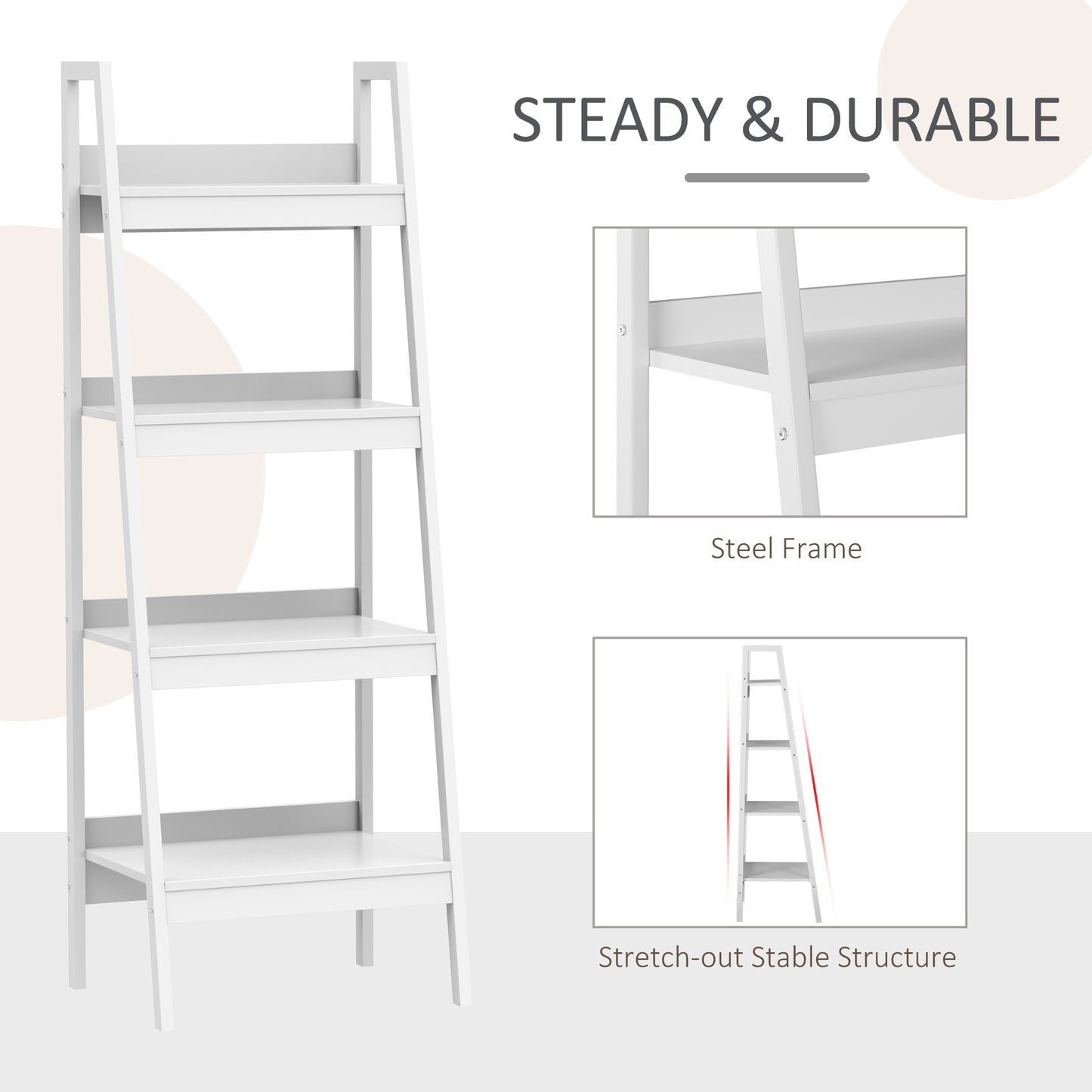 HOMCOM Set of 2, 4 Tier Ladder Shelf Bookcase, Multi-Use Display Rack, Storage Shelving Unit Display Stand, Flower Plant Stand, Home Office Furniture, Black