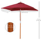 Outsunny 6.6x5ft Square Market Parasol, Wooden Patio Umbrella with Tilt Mechanism and 6 Bamboo Ribs, Garden Sunshade, Wine Red