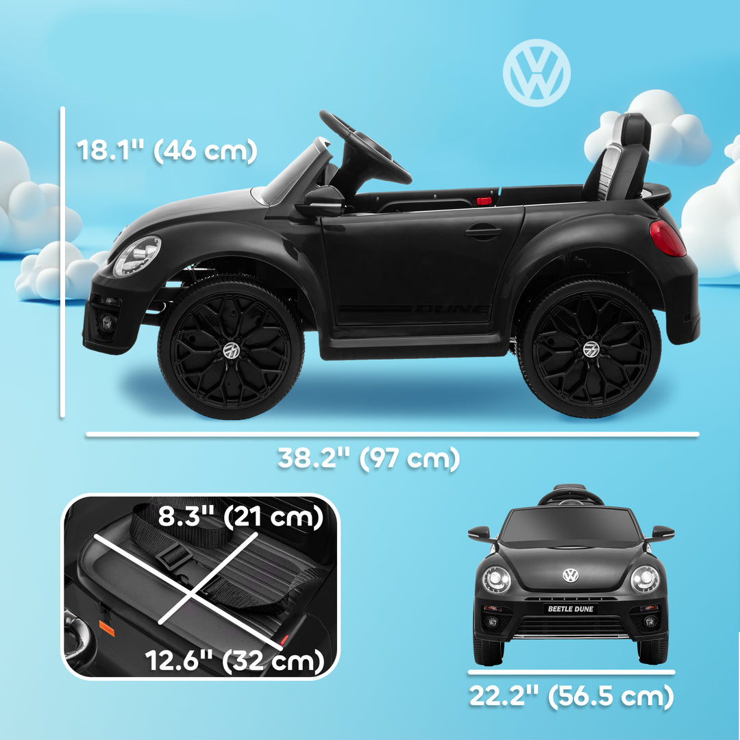 Qaba 12V Volkswagen Beetle Licensed Electric Car for Kids w/ Remote Control, 4 Spring Suspension Wheels, Soft Start, White
