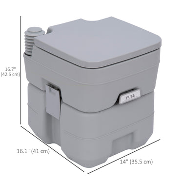 Outsunny Portable Toilet for Adults, Travel Toilet with 2 Detachable Tanks, Camping Toilet for Trips, 5.3 Gallon (20L), Grey