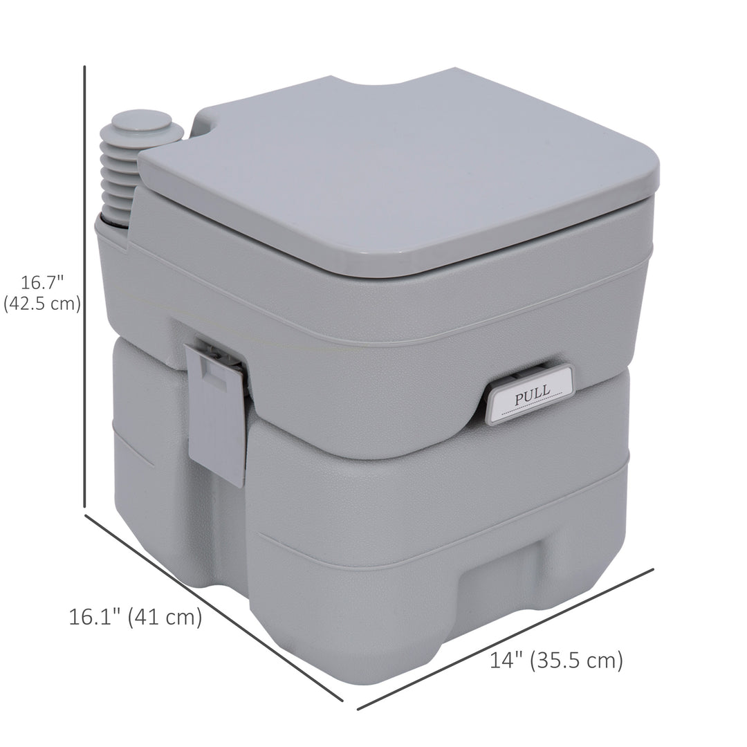 Outsunny Portable Toilet for Adults, Travel Toilet with 2 Detachable Tanks, Camping Toilet for Trips, 5.3 Gallon (20L), Grey