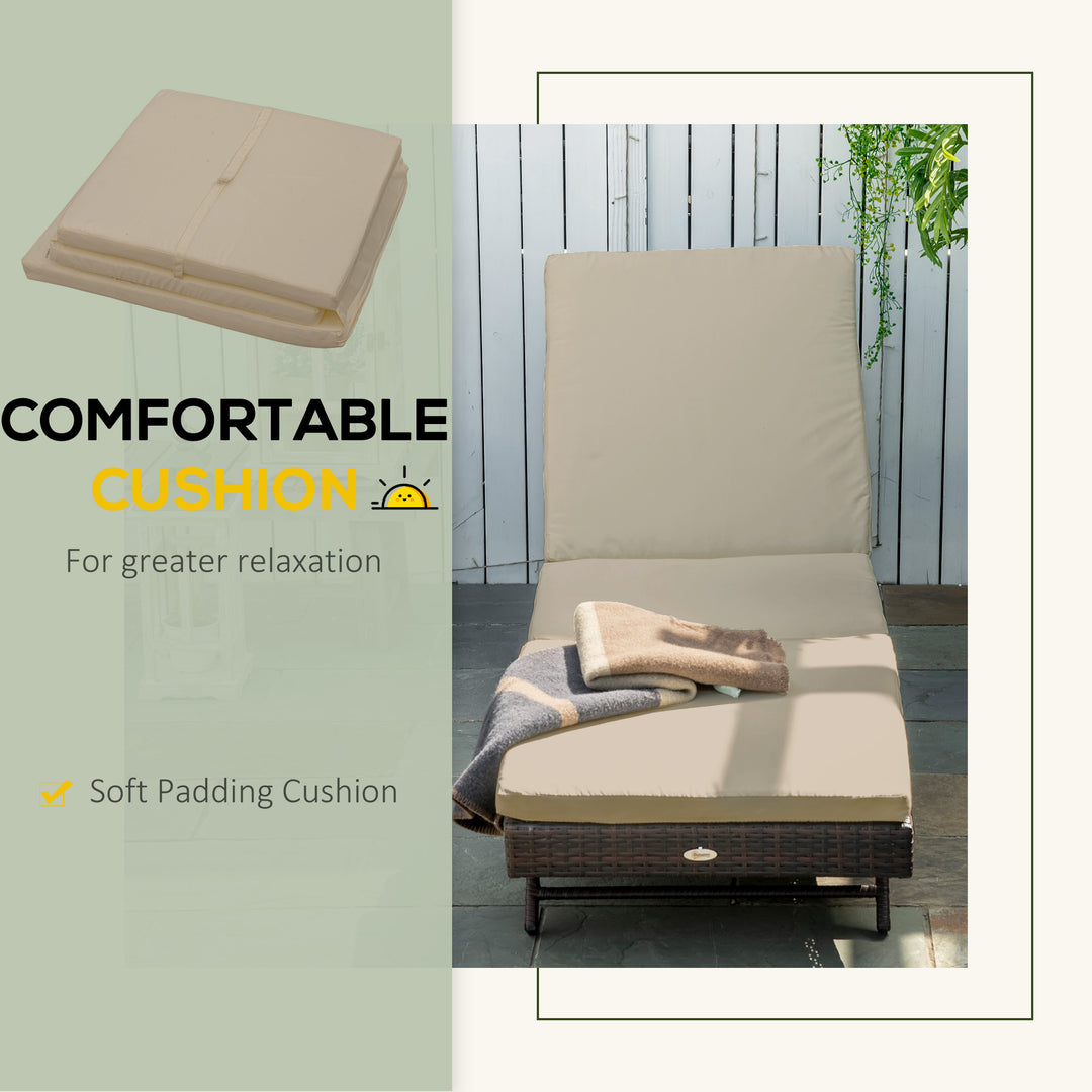 Outsunny Wicker Patio Lounger, Outdoor S Shape Recliners Lounge Chair w/ 5-Level Adjustable Backrest, Soft Padded Cushion for Outdoor Use, Cream White