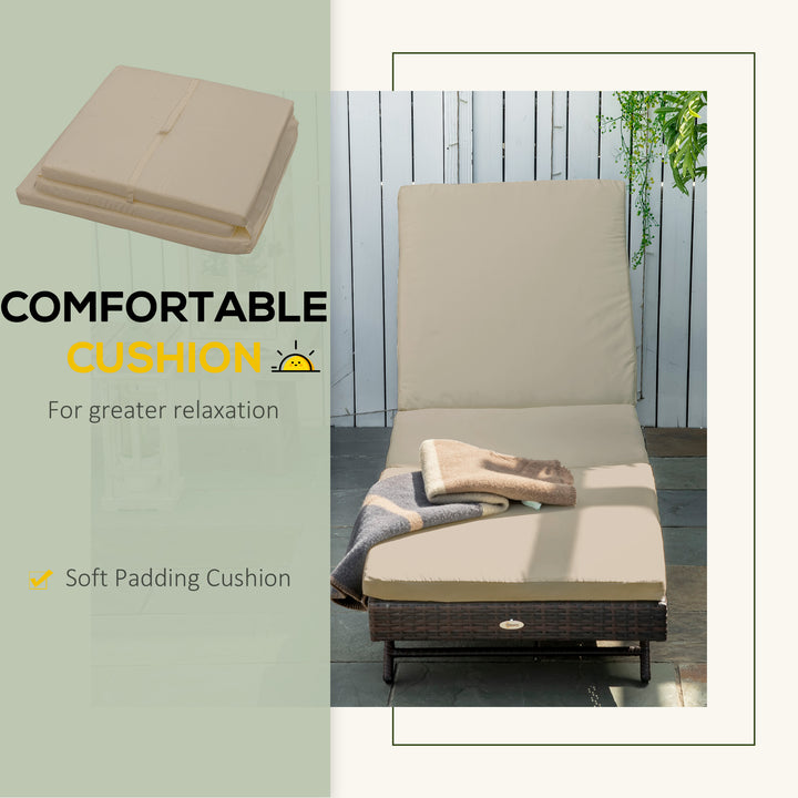 Outsunny Wicker Patio Lounger, Outdoor S Shape Recliners Lounge Chair w/ 5-Level Adjustable Backrest, Soft Padded Cushion for Outdoor Use, Cream White