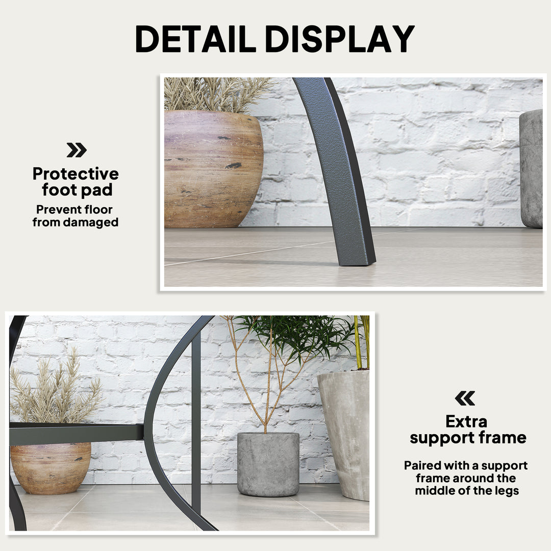 Outsunny Outdoor Dining Table for Four, Patio Table with Parasol Hole, Square Garden Table with Slatted Metal Plate Top, for Backyard, Poolside, Black