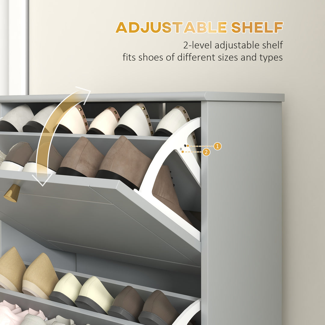 HOMCOM Narrow Shoe Storage with 3 Flip Drawers and Adjustable Shelves, Shoe Cabinet Organizer for 12 Pairs of Shoes, White