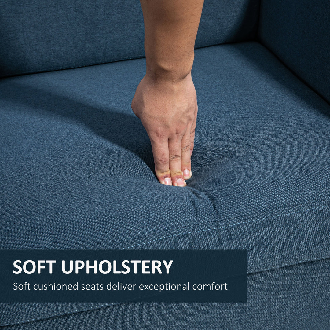 HOMCOM 2-Seat Sofa Two-Seater Couch with Armrests and Wood Legs for Living Room, Bedroom, Dark Grey