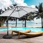 Outsunny 20.5" Round Parasol Base Resin Patio Umbrella Base Garden Parasol Holder Outdoor Offset Weight Stand with Wheels Black