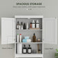HOMCOM Over The Toilet Cabinet, Modern Bathroom Above Toilet Storage with Barn Doors and Open Shelf, White