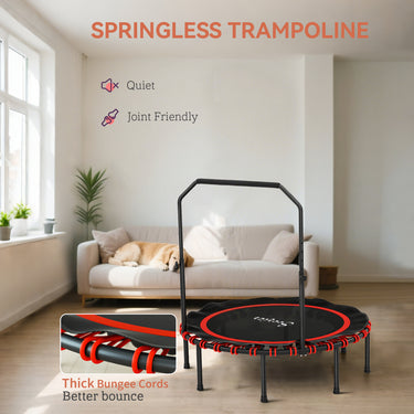 Soozier 48" Foldable Rebounder Trampoline, Mini Trampoline Indoor with Adjustable Handle, Quiet and Safe Bungee Rebounder