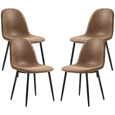 HOMCOM Retro Dining Table Chairs Set of 4, PU Leather Upholstered Kitchen Table Chairs for Living Room, Bedroom