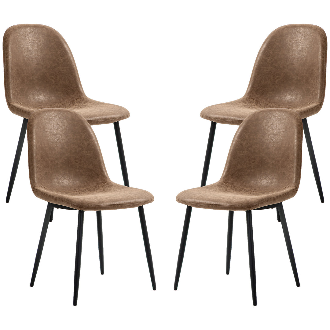 HOMCOM Retro Dining Table Chairs Set of 4, PU Leather Upholstered Kitchen Table Chairs for Living Room, Bedroom