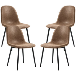 HOMCOM Retro Dining Table Chairs Set of 4, PU Leather Upholstered Kitchen Table Chairs for Living Room, Bedroom