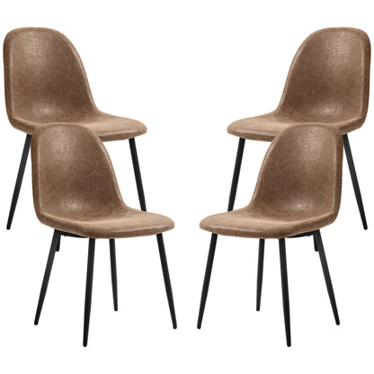 HOMCOM Retro Dining Table Chairs Set of 4, PU Leather Upholstered Kitchen Table Chairs for Living Room, Bedroom