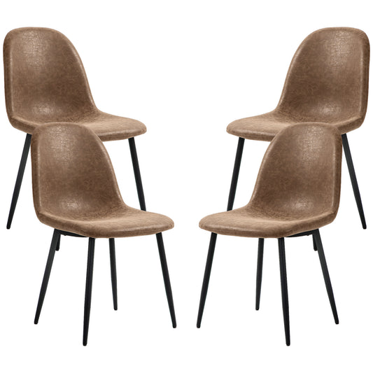 HOMCOM Retro Dining Table Chairs Set of 4, PU Leather Upholstered Kitchen Table Chairs for Living Room, Bedroom