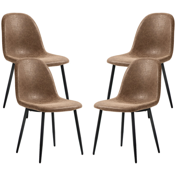 HOMCOM Retro Dining Table Chairs Set of 4, PU Leather Upholstered Kitchen Table Chairs for Living Room, Bedroom