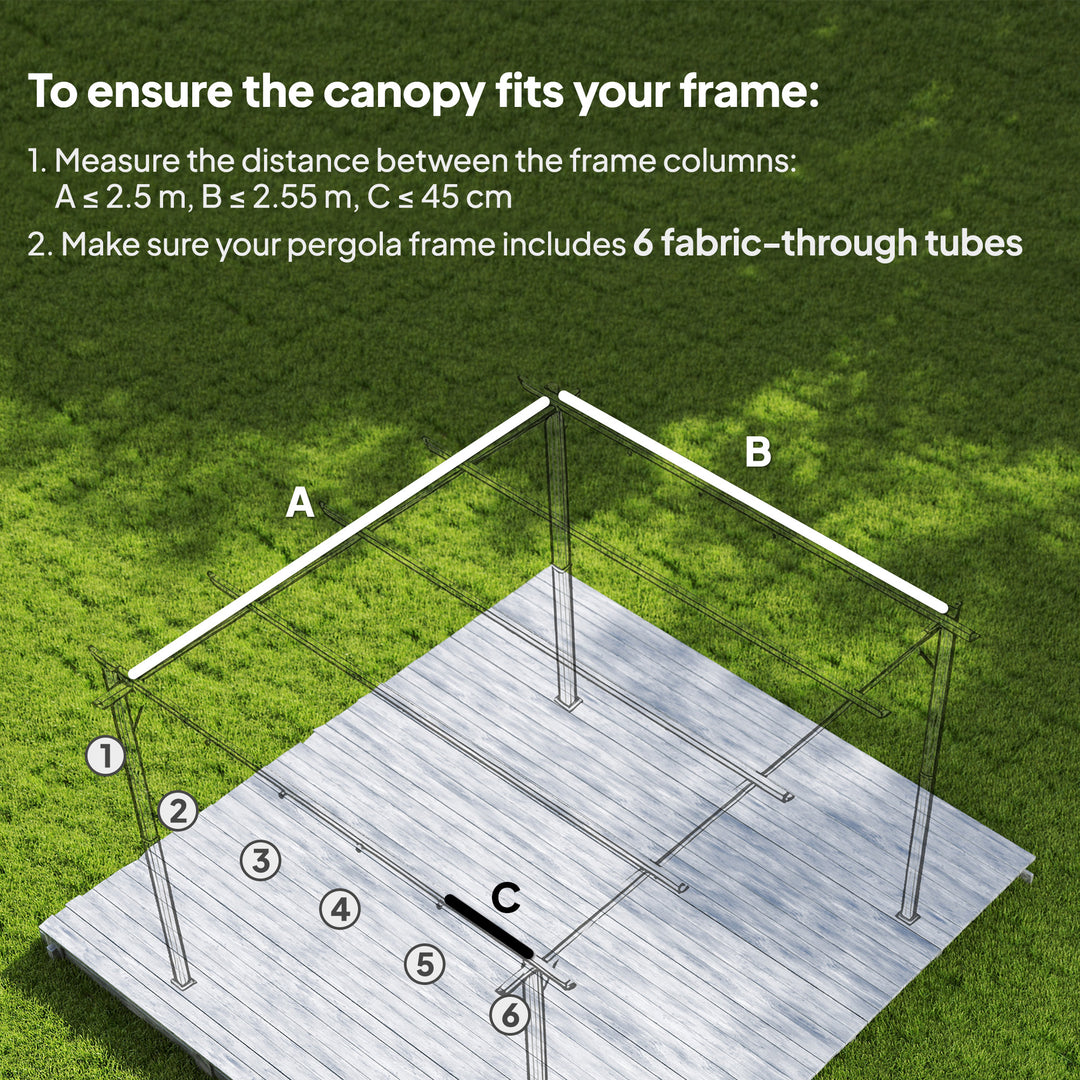 Outsunny 8.2' x 8.4' Retractable Pergola Canopy Replacement, Fit 10' x 10' Frame, Pergola Cover Replacement Top Only, Cream White
