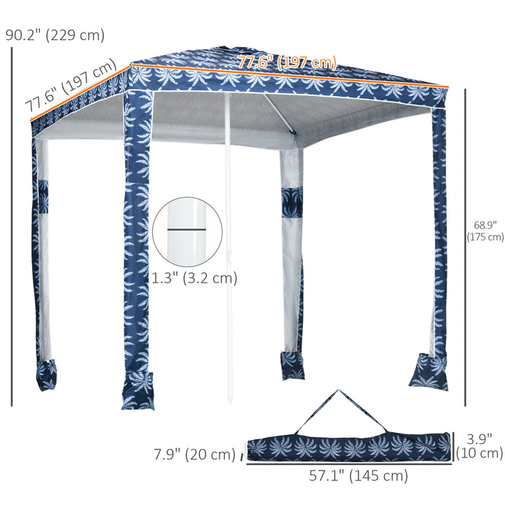 Outsunny Beach Umbrella, 6.5' Easy-Assembly Sun-Shade Shelter with Sandbags and Carry Bag, Cool UV50+, Dark Blue