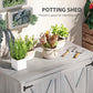 Outsunny Wooden Outdoor Storage Cabinet, Garden Shed Potting Shed with Shelf and Double Doors, Light Grey
