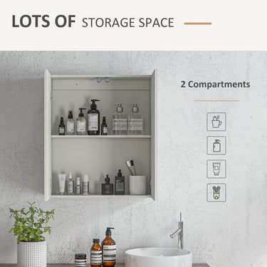 kleankin Wall Mounted Mirror Cabinet, Bathroom Medicine Cabinet with Mirror, 2 Doors, Adjustable Shelf and Soft Close Mechanism