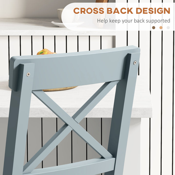 HOMCOM Counter Height Stools Set of 2, Farmhouse Bar Stools with Backs, Solid Wood Counter Stools for Kitchen Island