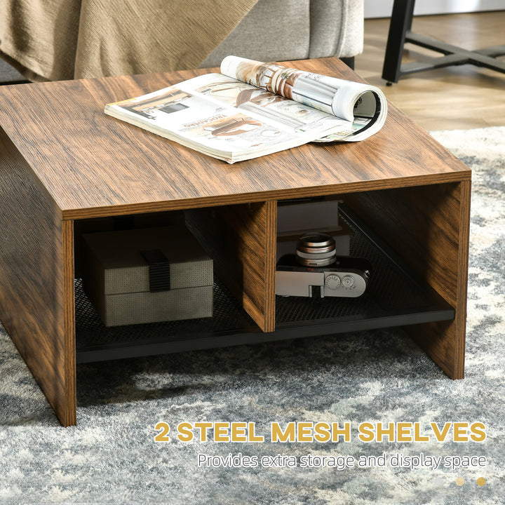 HOMCOM Coffee Table Set of 2, Industrial Nesting Tables, Square Coffee Table and Narrow Sofa Side Table for Living Room