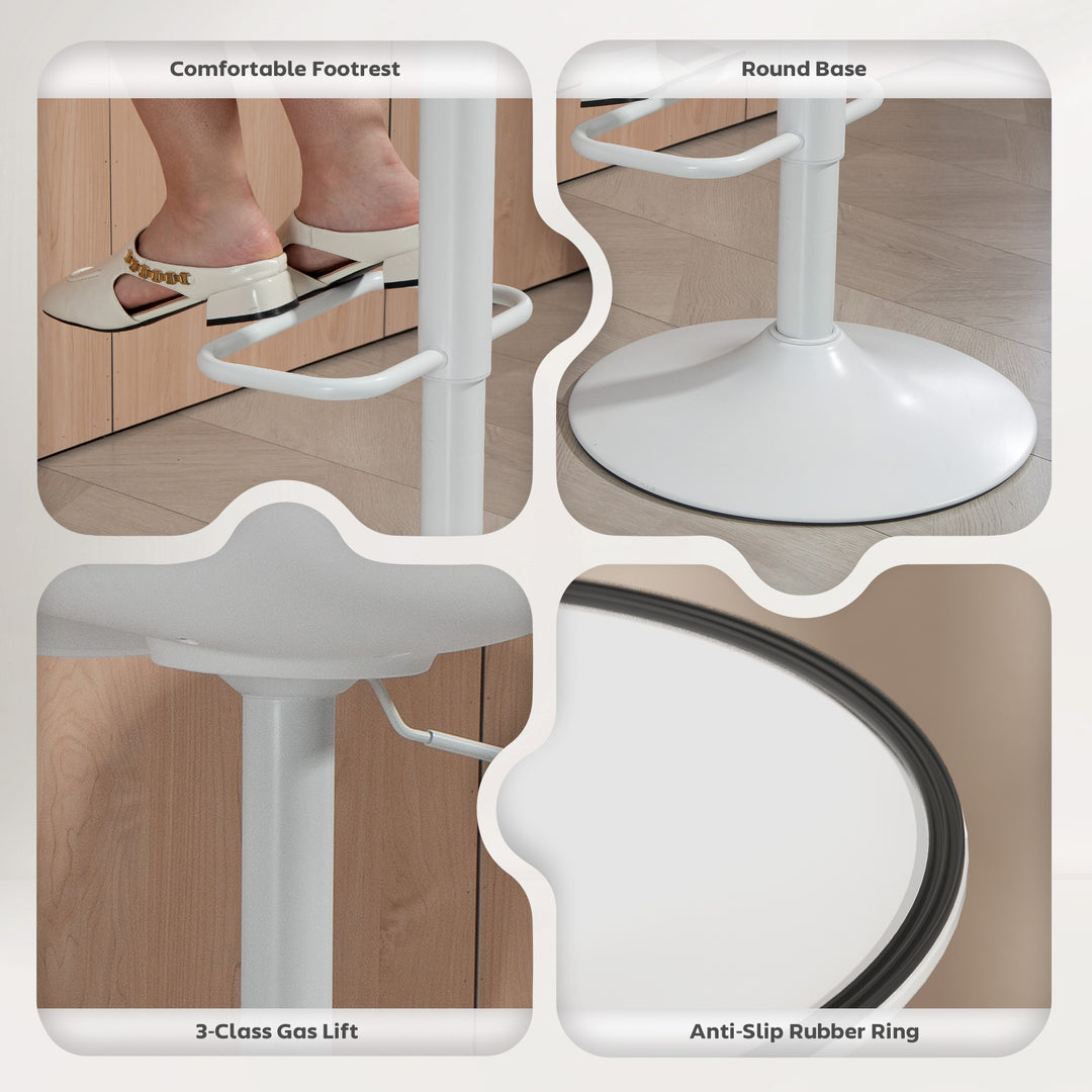 HOMCOM Counter Height Bar Stools Set of 2, Streamlined Bar Chairs with Adjustable Height and Swivel PU Leather Seat, Black