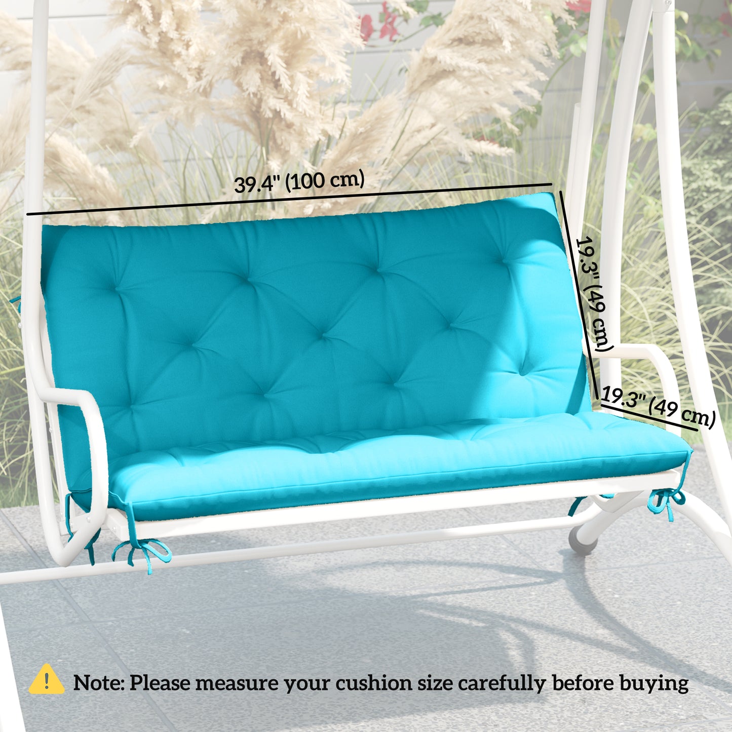 Outsunny Porch Swing Cushion Garden Bench Cushion with Backrest, Non-Slip 2-Seater Thick Pad, Swing Chair Mat Replacement for Indoor and Outdoor, 39.4" x 38.6", Wine Red