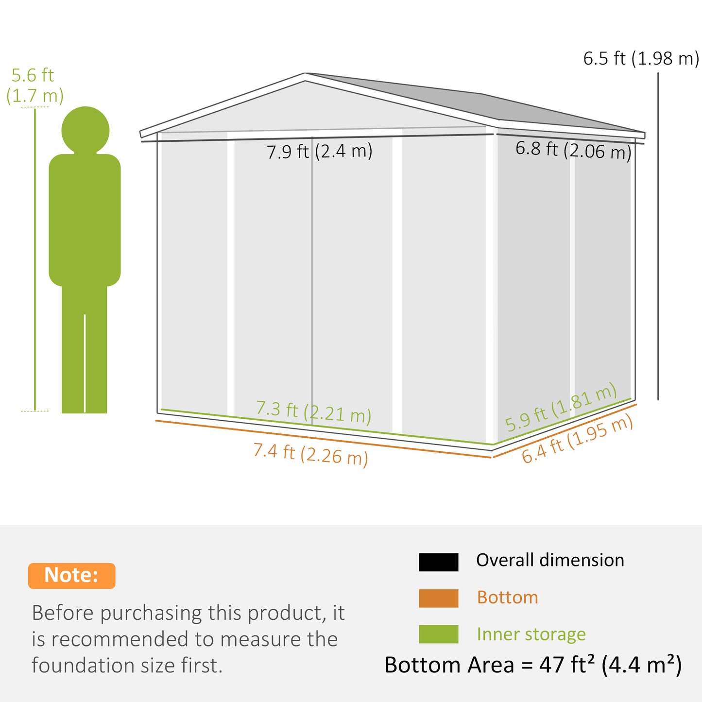 Outsunny 8' x 7' Outdoor Storage Shed, Galvanized Steel Metal Garden Shed with Lockable Doors, Floor Frame, Vents, Lock and Gloves for Backyard, Lawn, Patio, Teak