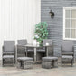 Outsunny 9 Pieces Patio Wicker Dining Set, PE Rattan Garden Sectional Sofa Outdoor Space-Saving Furniture Sets, White