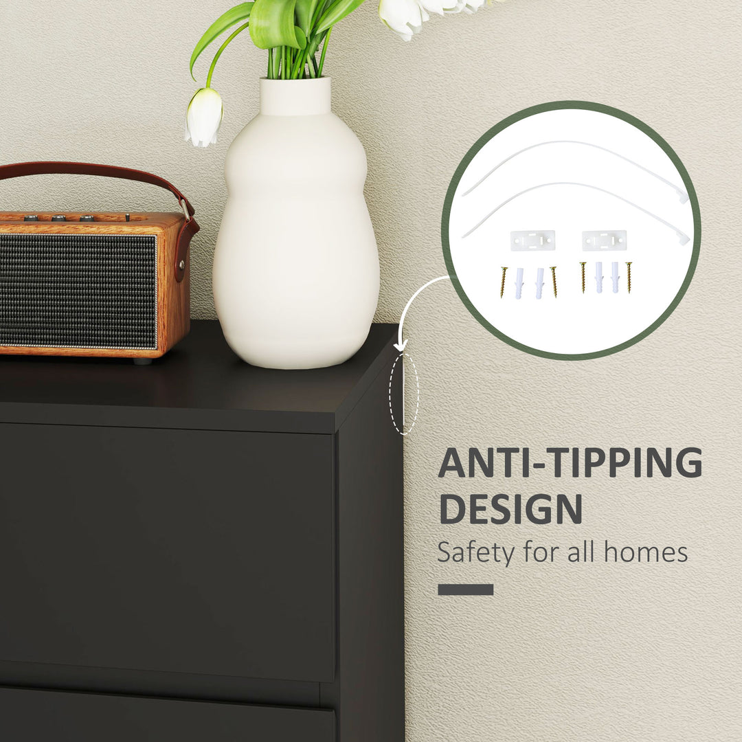 HOMCOM 4 Drawer Chest Storage Cupboard Freestanding Drawer Unit, Black