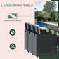 Outsunny 11 Pieces Wicker Patio Dining Set, Space-saving Outdoor Furniture Set with Removable Cushions, Glass Top Dining Table, 6 Armchairs, 4 Ottomans, PE Rattan Conversation Set