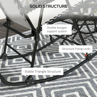 Outsunny 2pc Patio Foldable Rocking Chair Set w/ Breathable Mesh Seat & Backrest, Headrest for Park, Backyard, Garden, Cream