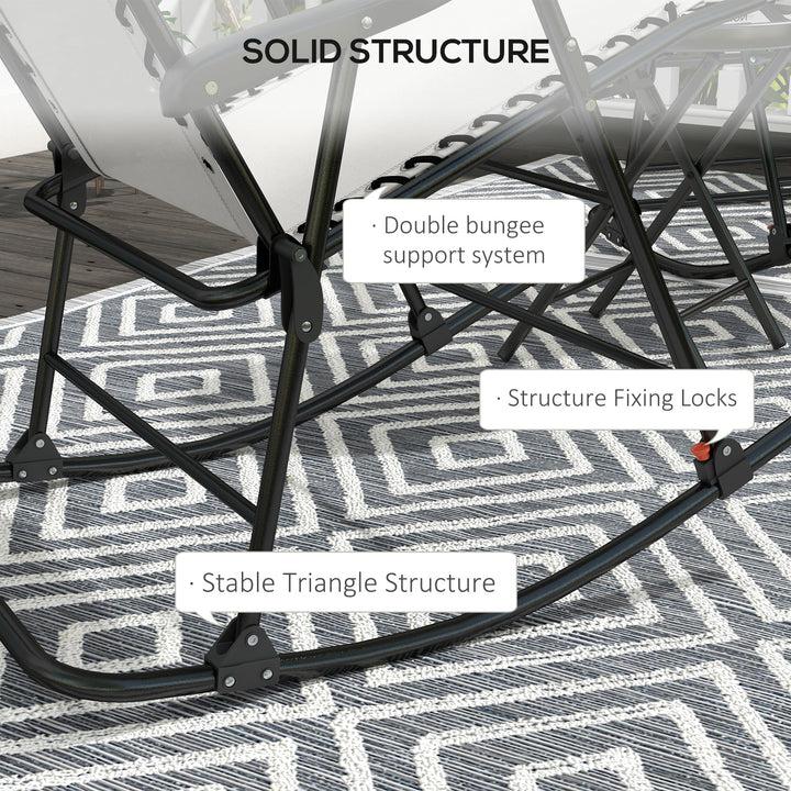 Outsunny 2pc Patio Foldable Rocking Chair Set w/ Breathable Mesh Seat & Backrest, Headrest for Park, Backyard, Garden, Cream