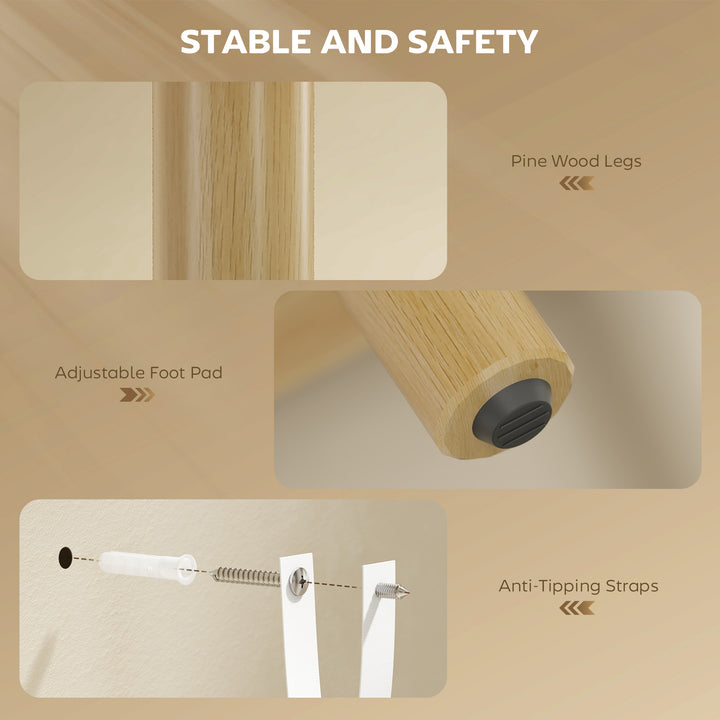 HOMCOM 47" Buffet Cabinet with Tambour Sliding Doors, Fluted Sideboard with Storage Shelves and Wooden Legs, Grey