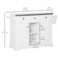 HOMCOM Kitchen Island on Wheels with Stainless Steel Top, Spice Rack, Drawers, Rolling Bar Cart with Storage, White