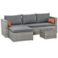 Outsunny 3-Piece Patio Furniture Set Modern Sectional Sofa Rattan Chair Wicker Conversation Set Outdoor Hand Woven Rattan Wicker Furniture Patio Coffee Table Sofa Set, Blue