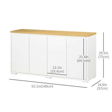 HOMCOM Sideboard Cabinet, Buffet Table with 2 Double Doors and Adjustable Shelves for Living Room, Entryway, White