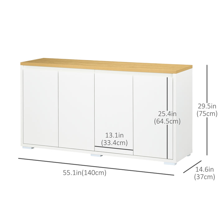 HOMCOM Sideboard Cabinet, Buffet Table with 2 Double Doors and Adjustable Shelves for Living Room, Entryway, White