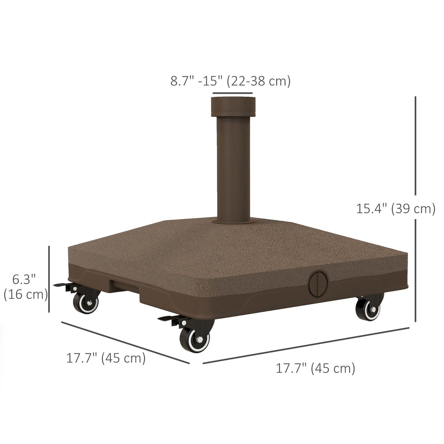 Outsunny Square Parasol Base Portable Umbrella Stand Weights for Cantilever Banana Parasol with Wheels, Water or Sand Filled, for Î¦0.75'', Î¦1.5'' Poles, Black