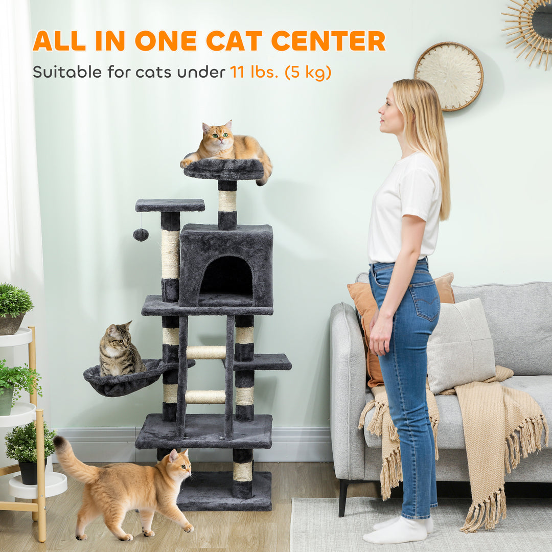 PawHut 49 Inch Large Cat Tree for Indoor Cats, Light Grey