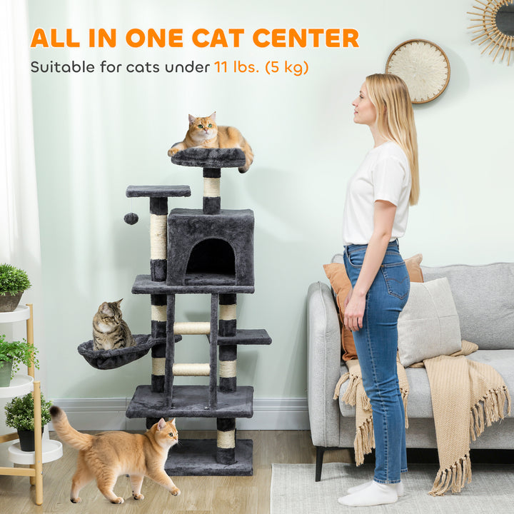 PawHut 49 Inch Large Cat Tree for Indoor Cats, Light Grey