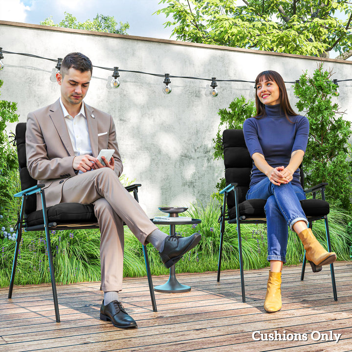 Outsunny 2-Piece Back Seat Cushion Replacement, Outdoor Patio Chair Cushions Set with Ties, Button Tufted, Navy Blue